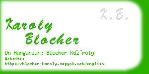 karoly blocher business card